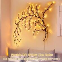 72/96 LED Lámpara flexible de vid, lámpara decorativa con forma de árbol de abedul, 8 modos de iluminación, decoración de planta realista para el hogar, sala de estar, fiesta y decoración navideña - regalo perfecto para cumpleaños, Navidad, Día de la Madre, Acción de Gracias - 1 pieza - Ver 4