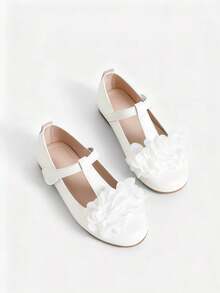 Girls Floral Pattern Mary Jane Flat Shoes - Soft Sole, Gentle Design, Suitable For Daily Wear, School Activities, Birthday Parties, Church Events, Christmas, New Year Gatherings, Holiday Family Outings And Other Festive Occasions - Comfortable And Fashionable, Suitable For All-Day Play And Special Celebrations - White - View 15