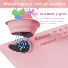 EstiloTendenciaAlfombrilla De Silicona Para Pintura AcríLica Con Taza De Limpieza Desmontable, Paletas, Soportes Para Pinceles,20 * 16 Pulgada Juego Pintura Para NiñOs, Regalo, Pintura, Arcilla (Rosa)Calidad PremiumVersióN Mejorada - Rosa - Ver 4