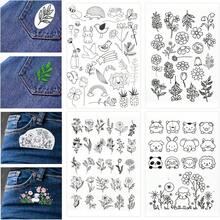 Water-Soluble Embroidery Stabilizer Pre-Printed Paper With Floral, Plant And Animal Patterns, Self-Adhesive Non-Woven Embroidery Pattern Stickers, Clothing Embroidery Transfer Stickers - Black and White - View 4