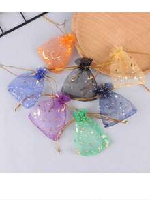50/100pcs Star & Moon Multicolor Osmanthus Gift Packaging Bags, Suitable For Home Supplies, Holiday Events & Parties, Wedding, Tabletop Centerpiece Gifts, Nylon Bags, Baking Packaging, Jewelry Accessories Packaging, Etc. - Mixed Colors - View 7
