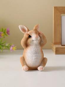 1pc Easter Resin Rabbit Figurine, "See No Evil, Hear No Evil, Speak No Evil" Series, Living Room, TV Cabinet, Desk Decor, Easter Decoration, Garden Ornament, Home Decor, Rabbit, Gift - Multicolor - View 10