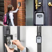 ZHEGE セキュリティキーボックス 壁掛け 鍵 収納 4桁ダイヤル式 防犯 盗難防止 - L-グレー - チェックする 7