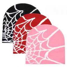 1 pieza Gorros de invierno - Gorros elásticos con cúpula elástica, diseños de telaraña negros/rojos/grises para cosplay, Halloween, fiestas temáticas - Gorros de clima frío unisex para hombres y mujeres - Accesorios de invierno ligeros y cálidos, tocado casual, tocado elegante, tocado duradero, tocado de moda, entusiastas del cosplay