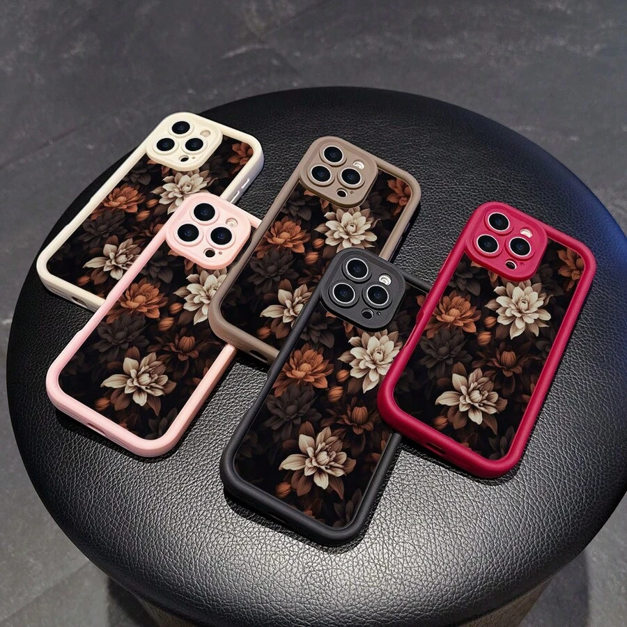La carcasa del teléfono anti - caída simple y de moda está hecha de material tpu con un patrón floral para iPhone 17, 16, 15, 14, 13, 12, 11 Pro / air / xR / XS y samsungs25 / S24 / S23 / S22 / Fe / plus, que ofrece protección de amortiguación. Regalos para amigos y San valentín. - Blanco - Ver 1