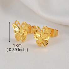 زوج من أقراط الأذن ذات الحجم الصغير بتصميم زهرة قلب فراشة، باللون الذهبي، مجوهرات مناسبة للنساء في أفريقيا والعالم العربي والشرق الأوسط - الذهبي - مشاهدة 21