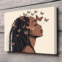 1 pieza de decoración de sala de estar enmarcada en varios tamaños, arte de pared en lienzo de estilo vintage con marco de madera - Mujer afroamericana, lista para colgar, decoración del hogar, decoración de dormitorio, decoración, brinda diversión de apreciación artística diferente - Multicolor - Ver 6