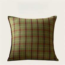 1pc Plaid Pillow Cover, Vintage Classic Decorative Pillow Sham, Scottish Style Cushion Cover For Sofa, Zipper Removable Cover (Pillow Insert Not Included) - Grass Green Grid - View 7