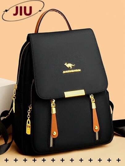 Anti-Theft Retro Nylon Flap Backpack, Multifunctional Fashion Everyday Bag, Multi-Pocket Lightweight Travel Bag, Large Capacity Minimalist Bookbag, Convenient Backpack Suitable For Students, Nurses, Teachers, Business Professionals, Travel, Commuting, Shopping, Office, Dating, Hiking, Training, Work, Birthday Gift, Holiday Gift