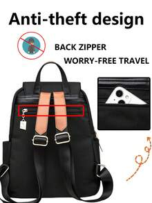 防盗尼龙翻盖背包，女士钱包，多功能时尚日常包，多口袋轻便旅行包，大容量简约背包，便捷背包，适合学生、护士、教师、商务人士、旅行、通勤、购物、办公、约会、徒步、训练、工作，生日礼物、节日礼物，背包 - 彩色 - 查看 5