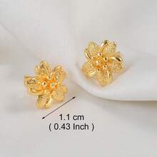 زوج من أقراط الأذن ذات الحجم الصغير بتصميم زهرة قلب فراشة، باللون الذهبي، مجوهرات مناسبة للنساء في أفريقيا والعالم العربي والشرق الأوسط - الذهبي - مشاهدة 20