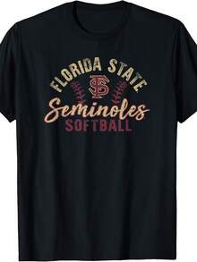 Florida State Seminoles Softball Vintage Officially Licensed T-Shirt - Black - View 1