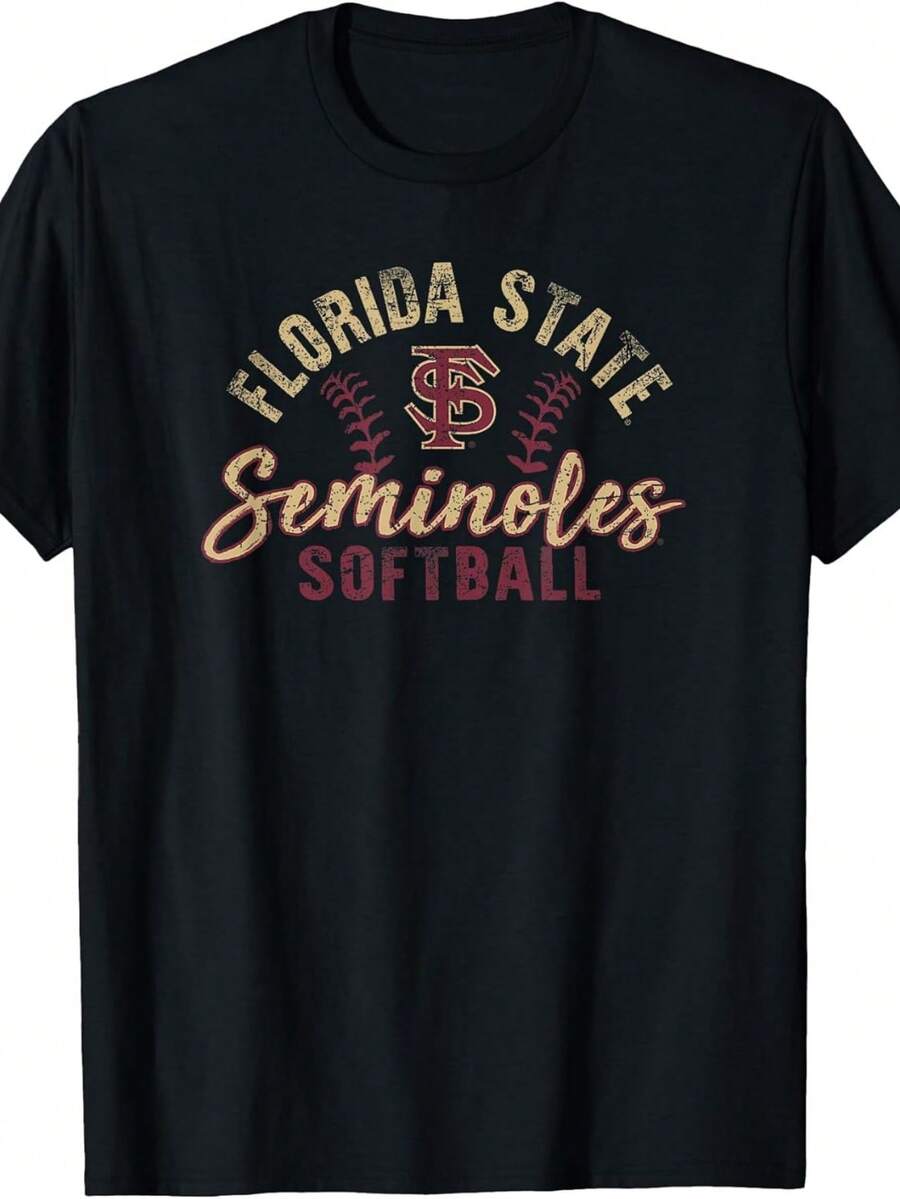 Florida State Seminoles Softball Vintage Officially Licensed T-Shirt - Black - View 1