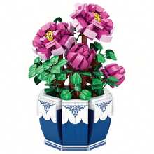 Exquisite Peony Brick Building Block Set, Floral Home Decor Bricks, Suitable For Valentine's Day, Mother's Day, Adult Gifts, Home Decoration - Multicolor - View 1