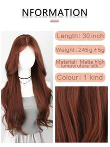 European And American Style Big Wavy Curly Lace Front Long Wig, Heat Resistant Synthetic Fiber Wig In Reddish Brown, Suitable For Women's Daily And Party Wear - Multicolor - View 6