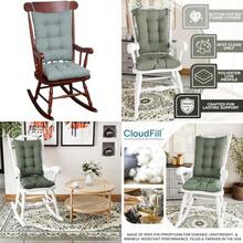 Klear Vu Twill Rocking Chair Pad Set, 17 x 17 x 3 inches, Marine(Algodón Slub Celadon) - Multicolor - Ver 1