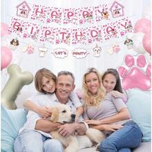 Decoración de fiesta temática para perros pancartas para perros let 's pawty bunting mantel de garra traje de blusa de pastel de fiesta de cumpleaños para perros y cachorros - A - Ver 5