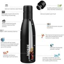 BJPKPK - Botellas de agua de acero inoxidable, 750 ml, botellas de agua aislantes, botellas de agua deportivas que se mantienen frías durante 24 horas y calientes durante 12 horas(0.5 Litros Negro (Midnight Black)) - Multicolor - Ver 3