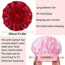 Half-Head Curling Cap - Soft Stretchy Sleep Cap, Available In Pink And Black, Protects Hair All Night, Wet & Dry Hair Care Cap, Suitable For Braiding And Buns - Multicolor - View 6