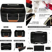 Lukovee Organizador de Bolsas para Mujer, inserto Organizadores de Bolsa de Mano de Fieltro con 14 Bolsillos, Organizador Maquillaje Neceser Aseo para Viaje, Compatible con una Variedad de Marcas(Negro(Nuevo)) - Multicolor - Ver 1