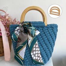 2pcs Wooden Bag Handles, D-Shaped & Semi-Circular Wooden Handles, DIY Bag & Wallet Replacement Accessories - Multicolor - View 3
