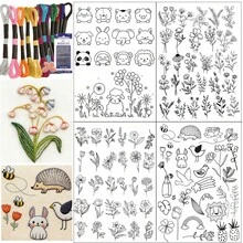 Water-Soluble Embroidery Stabilizer Pre-Printed Paper With Floral, Plant And Animal Patterns, Self-Adhesive Non-Woven Embroidery Pattern Stickers, Clothing Embroidery Transfer Stickers - Black and White - View 1