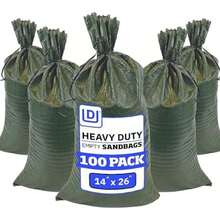 DURASACK Bolsas de arena resistentes con cuerdas de corbata, bolsas de arena de polipropileno tejidas vacías para control de inundaciones con 1600 horas de protección UV, capacidad de 50 libras, 14 x(Verde 100 Sandbags) - Multicolor - Ver 2