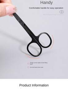 Stainless Steel Black Nose Hair Trimmer, Household Small Scissors For Eyebrow Shaping, Makeup Tools, Round & Pointed Tip, For Men & Women - Multicolor - View 2