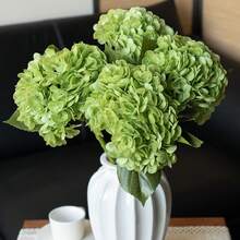 2pcs/4pcs Faux Light Green Hydrangea Flowers With Stems & Leaves, Realistic Touch - Suitable For Home Decor, Wedding Bouquets, Tabletop Centerpieces And Party Decorations.