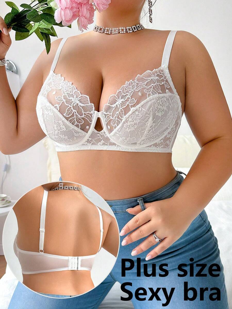 حمالة صدر مطرزة قابلة للتعديل بحجم كبير، مثيرة وداعمة للصدر