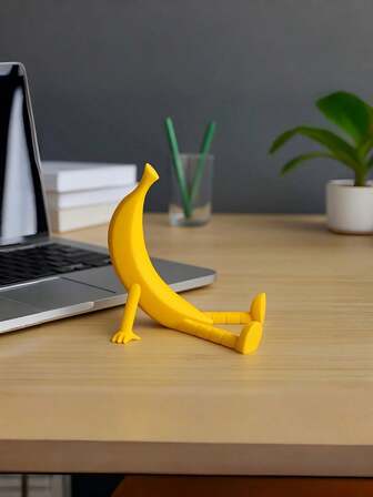 Decoración de plátano impresa en 3D - Decoración de escritorio artística de color amarillo vibrante, forma irregular caprichosa, ideal para regalar en días festivos y decorar el hogar