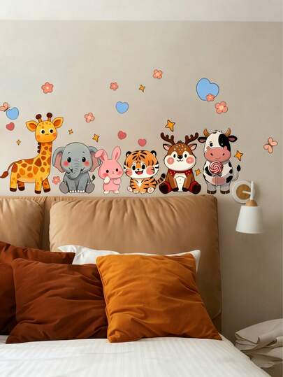 Nuevos adhesivos de pared con diseños de animales, adecuados para la decoración de paredes de dormitorios y salas de estar, pegatinas de alta gama autoadhesivas y de moda, apropiadas para guarderías, dormitorios y salas de estar. Adhesivos de pared con dibujos de animales de dibujos animados muy realistas, los favoritos de los bebés.
