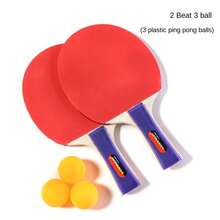 Juego de Raquetas de Tenis de Mesa 2 Raquetas Horizontal y 3 Pelotas - Morado - Ver 7