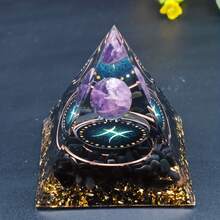 1pc Twelve Constellations Orgone Pyramid - Taurus/Scorpio/Leo/Pisces/Cancer/Virgo/Libra/Aries/Gemini/Aquarius Amethyst - Gift Tool, Home Decor