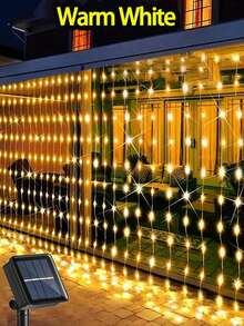1pc 100/200/300 LED 3*1m/3*2m/3*3m Solar Powered Curtain Lights, Outdoor Lights, Fairy Lights, 8 Lighting Modes Suitable For Wedding, Proposal, Party, Outdoor, Garden, Patio, Wall Decor, Holiday, Christmas Party, Fence [Solar Powered] - Curtain Lights - View 14