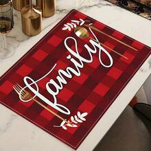 1 pieza Mantel individual con diseño de corazón, mantel de mesa de comedor, decoración navideña, mantel para desayuno, accesorio de cocina, mantel individual fácil de limpiar, adecuado para el hogar, restaurante, decoración de cocina y comedor - Multicolor - Ver 7