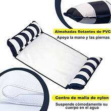 2 Juegos de Hamaca Inflable,3 Válvulas Inflables Hamaca de Agua,Plegable Flotador Piscina con Bomba de Aire,Multiusos para Silla de Descanso, Drifter,Hamaca Flotante para Alberca(Azul Claro y Verde) - 2 Válvulas(Azul oscuro y Rosa) - Ver 4