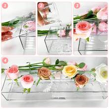 Jarrón de flores acrílico rectangular, jarrones de flores bajos y largos transparentes para arreglos florales, decoración de centros de mesa para el hogar, oficina, boda, Acción de Gracias, Navidad y fiestas - transparente - Ver 3