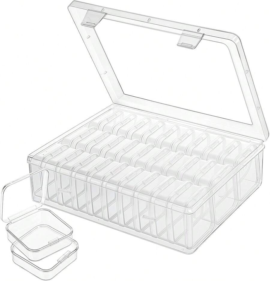 Bead Organizers With 30 Pcs Small Plastic Storage Cases Mini Clear Bead Storage Containers Transparent Boxes With Hinged Lid And Rectangle Clear Craft Supply Case - 1 - 查看 1
