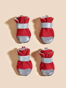 1套=1双宠物透气软底鞋，适合猫狗，四季皆宜 - 紅色 - 查看 8