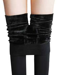 女士保暖加厚踩脚裤，秋冬季保暖加厚打底裤，1件装 - 黑色 - 查看 4