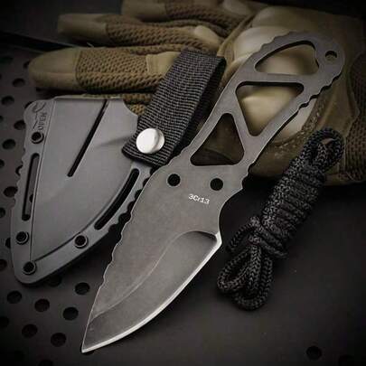 1pc Stainless Steel Outdoor Utility Knife, Suitable For Camping, Self-Defense - High Hardness Stainless Steel Sharp Blade