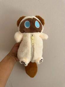 Joivida 1个大容量灰色猫咪毛绒铅笔盒 - 柔软厚实的涤纶拉链铅笔袋，可爱卡通设计，非常适合收纳学习和办公用品，猫咪铅笔袋，学习用品，办公配件，女孩学习用品