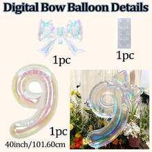 40-calowe (101,6 cm) matowe białe balony cyfry/kolorowe balony cyfry z różową kokardką/kolorowe balony z kokardką, matowy biały zestaw balonów foliowych cyfry, odpowiednie na urodziny w wieku 0-9 lat, różowa księżniczka, motyw westernu, przyjęcie urodzinowe, dekoracje balonowe, rocznica, dekoracja na przyjęcie z okazji ukończenia szkoły, dekoracja ślubna, dekoracje urodzinowe, dekoracja świąteczna, hel do balonów, dekoracja na Halloween - Wielokolorowe - Zobacz 30