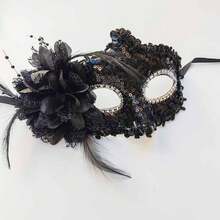 1 Mặt nạ hóa trang dành cho nữ, Mặt nạ che nửa mặt họa tiết hoa ren Venetian, Thích hợp cho vũ hội hóa trang, tiệc tùng, lễ hội, cosplay (Bao gồm lông vũ nhân tạo và hoa giả) - Nhiều màu - Xem 7