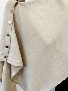 1pc Women's Solid Color Knitted Cardigan With Side Buttons, Rivet Decor,, Warm, Casual, Elegant, Suitable Office, Travel, Outdoor, Back To School, Spring/Autumn/Winter Dress - 彩色 - 查看 5