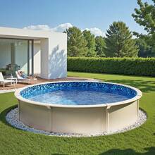 Revestimiento de piscina redonda de 24 pies, estilo unibead, altura de pared de 52 pulgadas, duradero - por defecto - Ver 1
