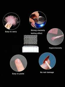 1200片（50张）美甲贴纸，超薄果冻美甲贴纸，双面胶，透明可重复使用，适用于美甲装饰 - 無色 - 查看 6