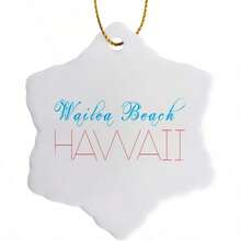 AS3dRose American Wailea Beach Hawaii Blue Red Colors 3 Decorative Hanging Figurine Ornaments 3 Snowflake Porcelain Clear - Transparente - Ver 1