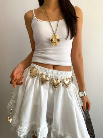 1pc Women's Gold-Color Heart Shaped Alloy Waist Chain